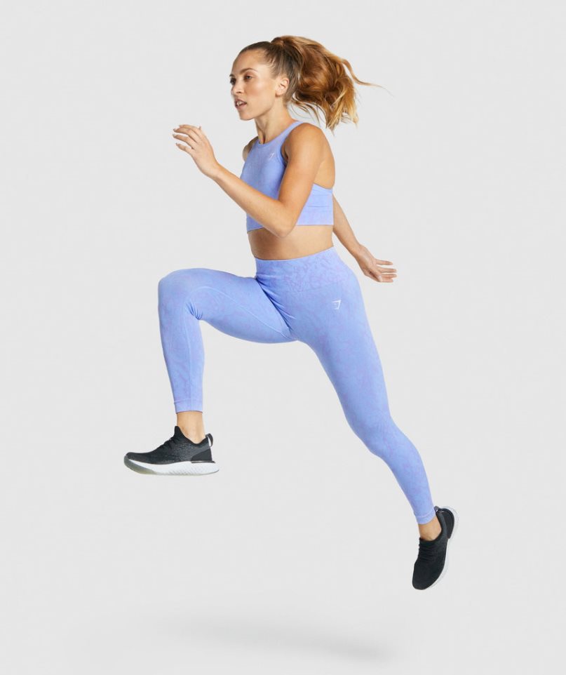 Women's Gymshark Adapt Animal Seamless Leggings Light Blue | NZ 8FNDPA